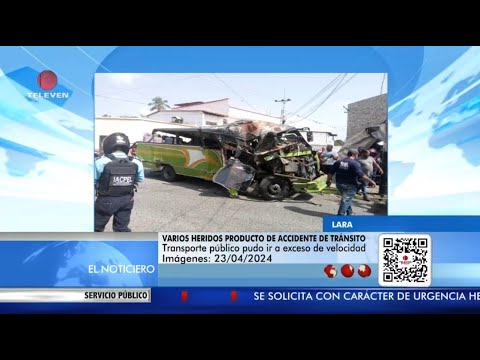 Varios heridos tras accidente de tránsito en Lara - El Noticiero emisión meridiana 23/04/24
