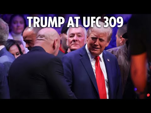 Donald Trump arrives at UFC 309 with Dana White, Elon Musk and Robert F. Kennedy Jr.