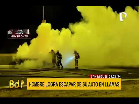 San Miguel: auto se incendia por aparente corto circuito en plena Costa Verde