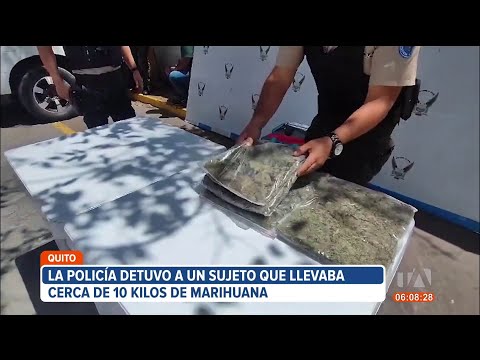 Policía detuvo a una persona que llevaba 10 kilos de droga en el transporte público en Quito