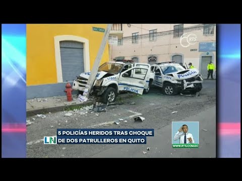 Cinco policías resultaron heridos tras choque de dos patrulleros en Quito