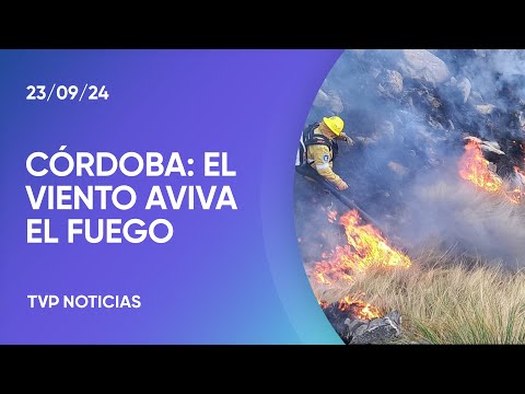 El viento complica el combate de los incendios forestales en Córdoba