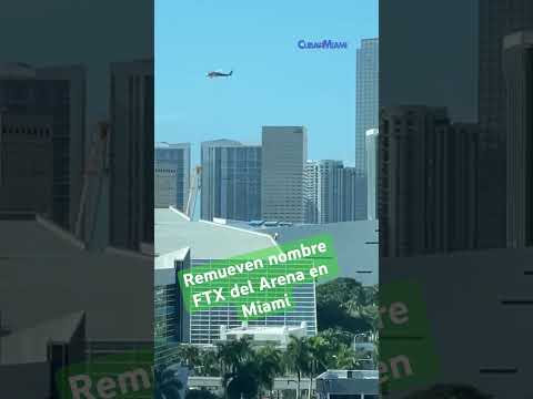Remueven con helicópteros el nombre de FTX del Arena en Miami #miami