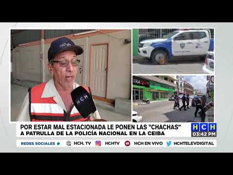 Por estacionarse en lugar prohibido, enchachan patrulla policial en La Ceiba