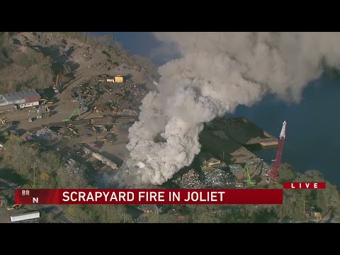 Emergency crews battle fire at scrapyard in Joliet