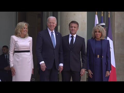 Biden and US First Lady Jill welcomed at Elysee Palace in Paris