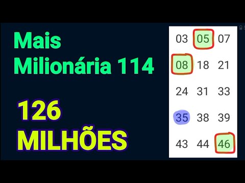 Mais milionária 114 : 126 milhões, 15 dezenas desdobradas para dois jogos, trevos fortes 02-05