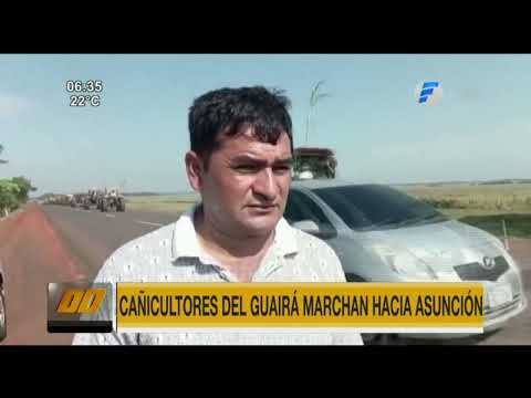 Cañicultores del Guairá marchan hacia Asunción