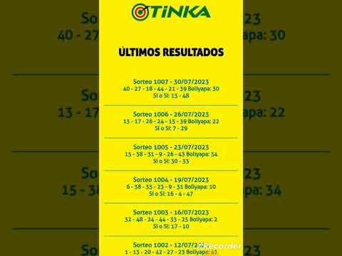 Resultados La Tinka 30-07-2023 Sorteo 1007 #shorts