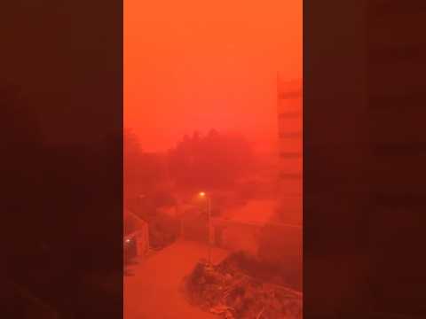 Sky Glows Red as Dust Storm Sweeps Through Libya