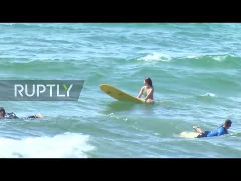 Israel: Surfers back on Tel Aviv beaches as COVID-19 social restrictions continue to ease