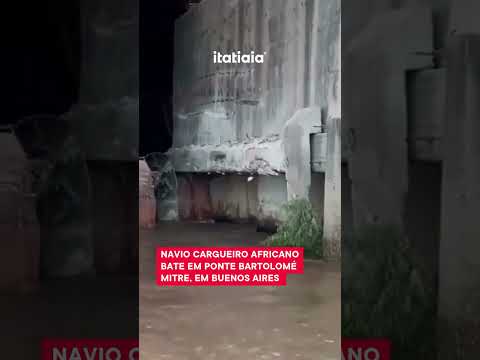 ACIDENTE IMPRESSIONANTE: CARGUEIRO BATE EM COLUNA DE PONTE EM BUENOS AIRES