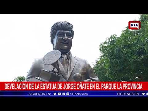 Develacion de la estatua de Jorge Oñate en el Parque La Provincia