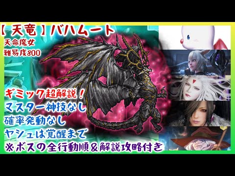 【FFRK】ギミック超解説＆マスター神技なし！【天竜】バハムート(天命魔女)【全行動順＆攻略解説付き】