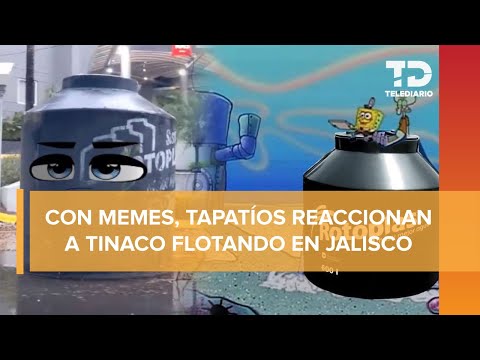 Así reaccionaron los tapatíos al ver un tinaco flotando en las calles de Guadalajara