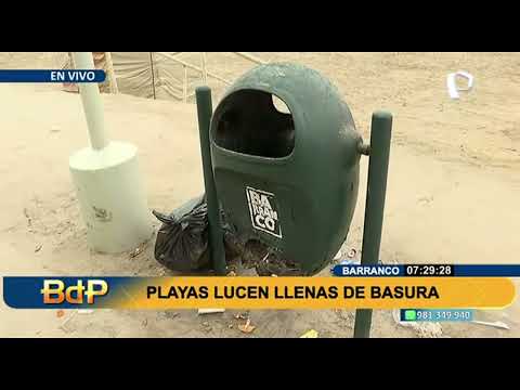 Cúmulos de basura en playa Los Yuyos: Tachos de basura fueron reventados por cohetones
