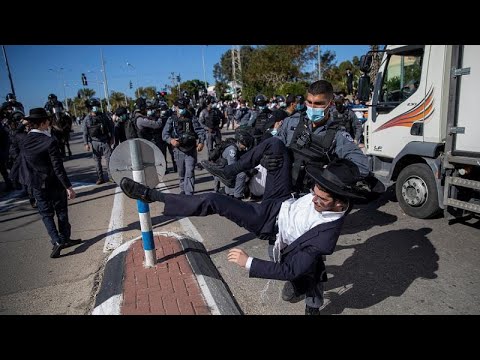 Manifestação violenta de judeus ultraortodoxos em Israel