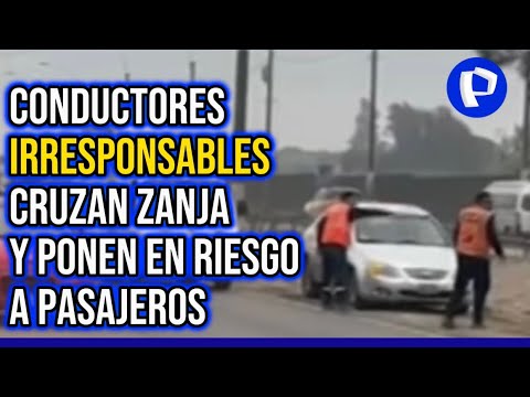 Conductores irresponsables cruzan la berma central de la avenida Ramiro Prialé (1/2)