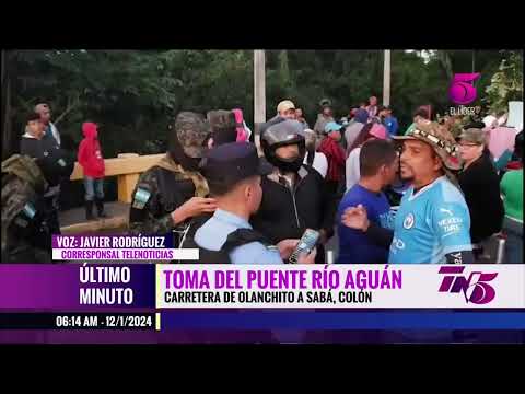 Pobladores se toman puente del río Aguán en carretera de Olanchito a Sabá