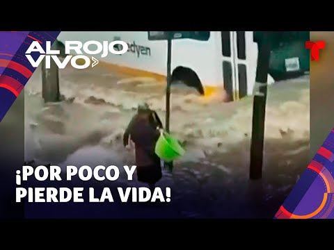 Mujer de la tercera edad casi se ahoga por las fuertes lluvias en México