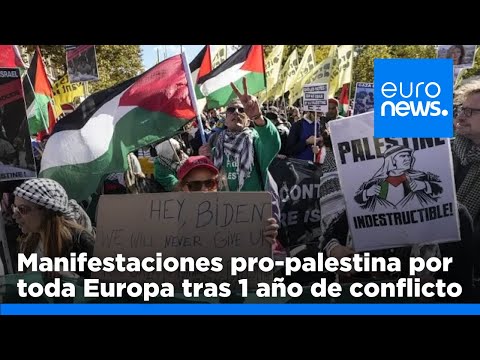 Concentraciones multitudinarias en toda Europa en favor de Palestina cuando la guerra en Gaza…