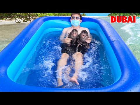 Mimi Kuku goes to Dubai to swim in the pool with Dad