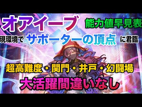 【ロマサガRS】サポーターの頂点💡オアイーブ能力値早見表〜いろんなステージで大活躍間違いなし‼️(超高難度・関門・井戸・幻闘場)