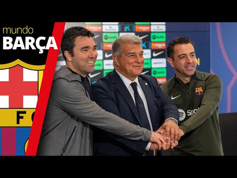 Rueda de prensa de Laporta y Xavi COMPLETA: para anunciar su continuidad como técnico del Barça