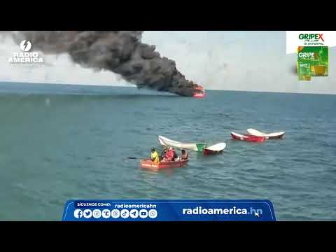 Incendio del embarcación en La Ceiba / Radio América