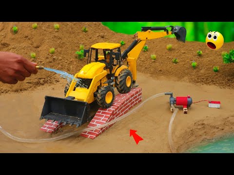 Diy Mini Tractor & JCB High Pressure Washing Station with Water Pump | Science Project Tech Creators