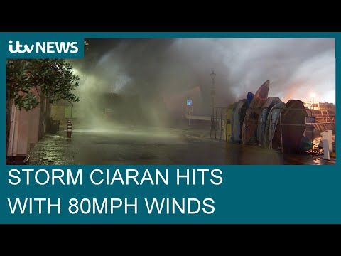 Schools shut and 'danger to life' warnings as Storm Ciarán hits UK and Channel Islands | ITV News