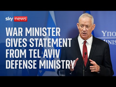 Watch live: War cabinet minister gives a statement from the Tel Aviv Defense Ministry