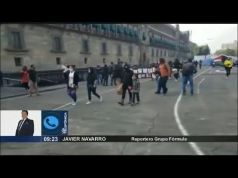 Encapuchados vandalizan Palacio Nacional, exigen apoyo a víctimas de homicidio