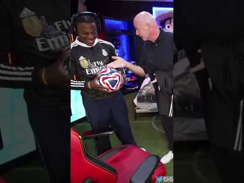IShowSpeed gets gifted the official kickoff ball for the first club World Cup #ishowspeed #worldcup