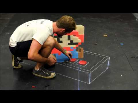 Super Mario - 3D Chalk Art (Time Lapse)