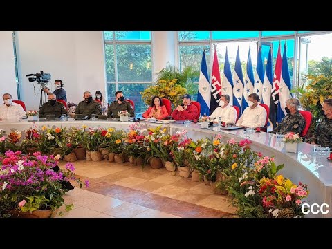 Presidente Daniel Ortega y Cra. Rosario se reúnen con Presidente de Honduras, Juan Orlando Hernández