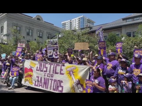 Janitors rally in Denver for better contracts in Colorado