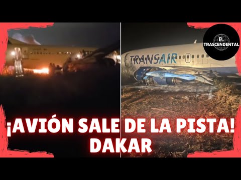 AVIÓN BOEING 737 SE SALE DE LA PISTA EN EL AEROPUERTO DE DAKAR