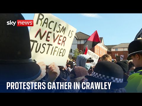 Hundreds attend protest outside hotel for asylum seekers in West Sussex