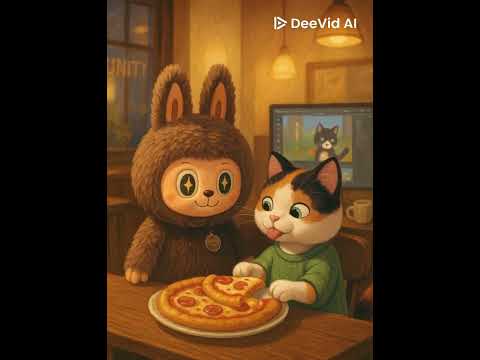 라부부 얌얌코딩(얌얌이) 피자 먹기 #라부부 #얌얌이 #3색고양이
