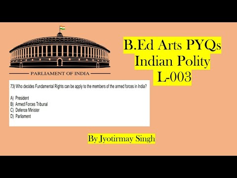 Odisha B.Ed Arts Previous year Question Paper Discussion // Indian Polity // Full Analysis Part-003