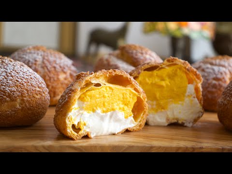 トロッとサクッ！カボチャプリンシューの作り方✴︎How to make Pumpkin Choux à la crème✴︎ベルギーより