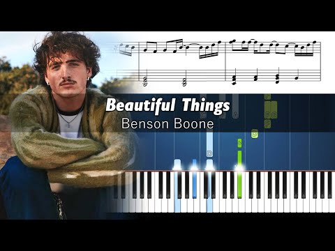Benson Boone - Beautiful Things - Piano Instrumental Tutorial with Sheet Music