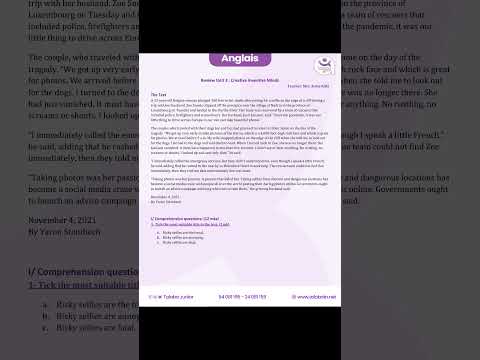 اختبار في مادة الانجليزية مستوى باكالوريا شعبتي اداب و اقتصاد