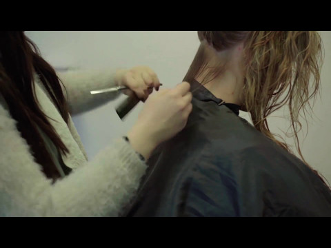 Chopping off my hair in a salon, NEW long bob haircut with layers