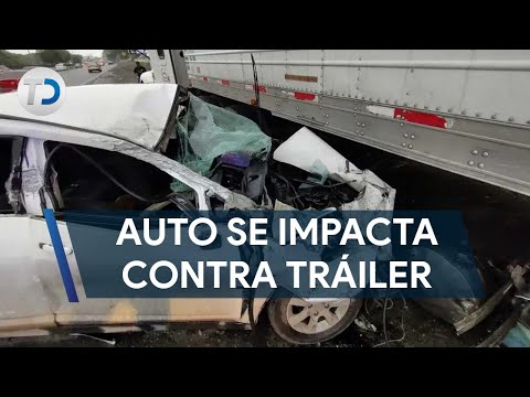 Auto choca contra tráiler en Guadalupe dejando a una joven y un menor lesionados