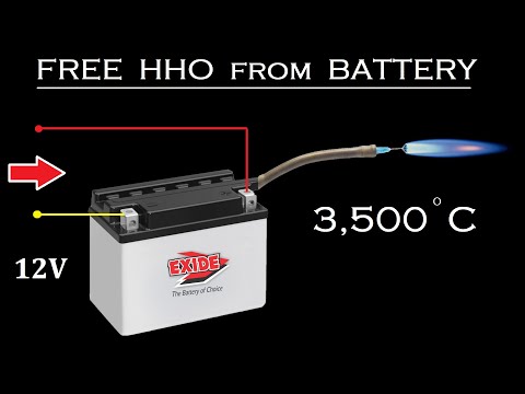 12V UPS Battery powered Free HHO Generator | How to make Hydrogen Flame