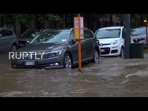 Italy: Milan neighbourhood flooded after Seveso river overflows due to storm