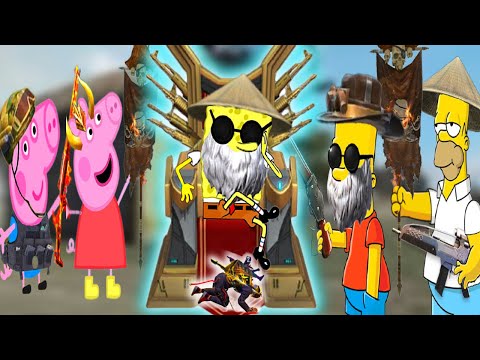 Rey Esponja vs Peppa pig, Bart, Homero PVP free fire// LocotronRD #freefire
