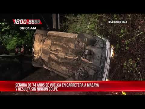 Ilesa de milagro tras volcarse en accidente en Carretera a Masaya - Nicaragua